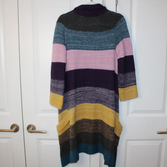 THEORY Floriane Land Multi Color Striped Long Cardigan | P Small - Picture 6 of 15